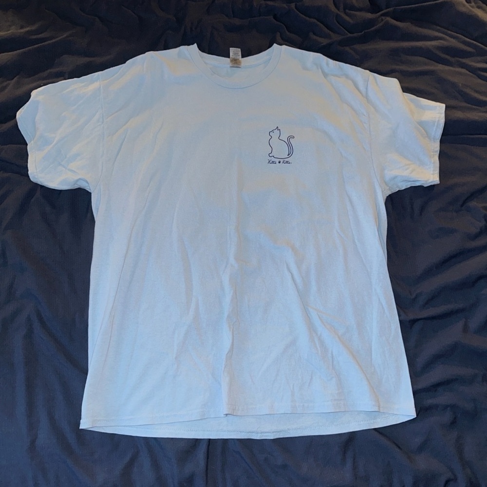 Unisex Light Blue Cat Graphic T-Shirt